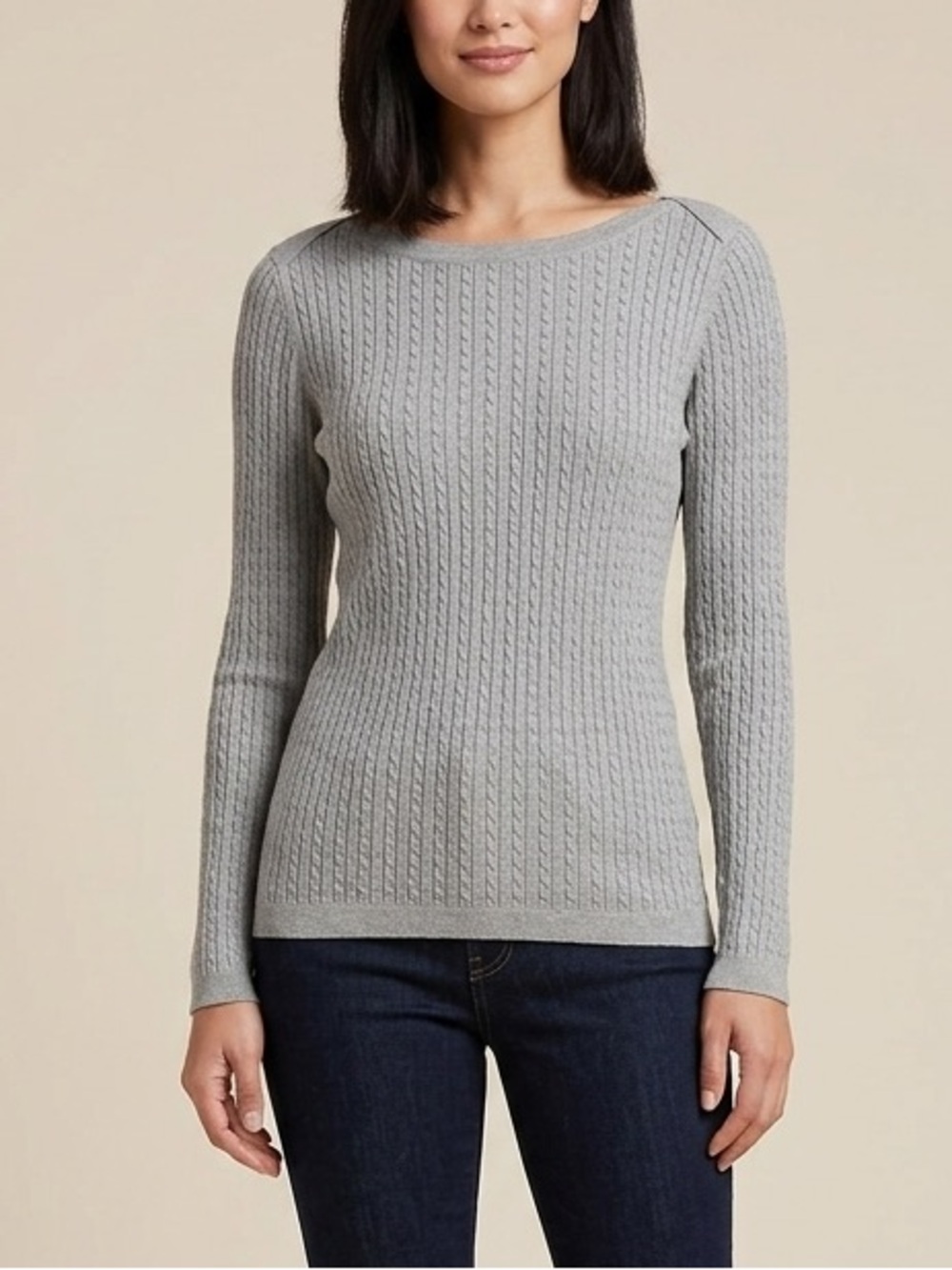 Tommy Hilfiger Cable Knit Shirt Boat Neck Long‎ Sleeve Sweater Top Size Medium